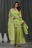 Pista Green Colour Cotton Embroidered Gharara Suit