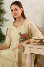 Cream Embroidered Crepe Silk Anarkali Suit