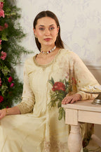 Cream Embroidered Crepe Silk Anarkali Suit