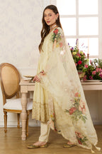 Cream Embroidered Crepe Silk Anarkali Suit