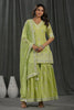 Pista Green Colour Cotton Embroidered Gharara Suit
