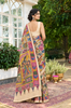 Beige Tussar Silk Pen Kalamkari Printed Saree