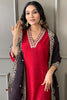 Maroon Color Muslin Suit With Contrast Dupatta