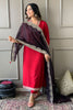 Maroon Color Muslin Suit With Contrast Dupatta