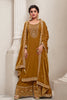 Mustard Colour Velvet Embroidered Unstitched Suit Material