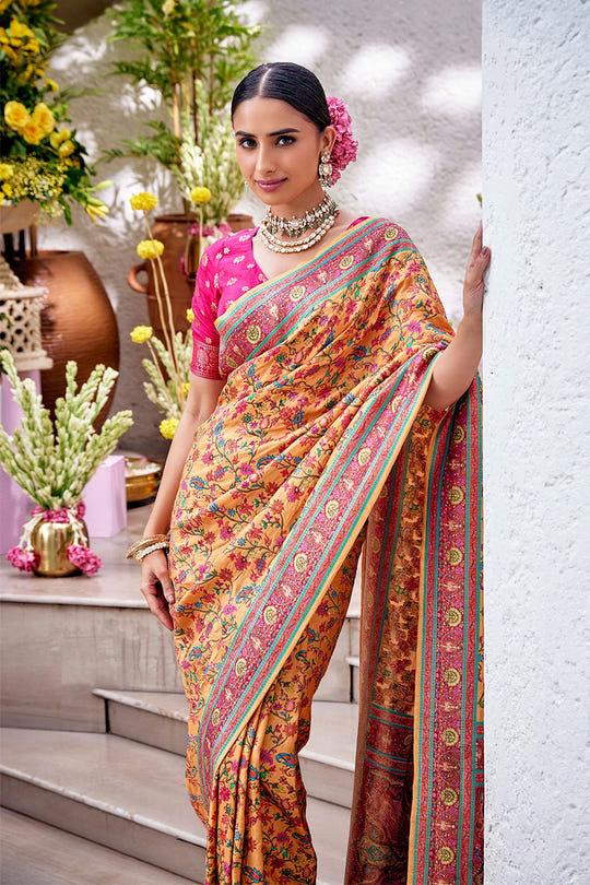 Orange Color Weaving Upada Silk Saree