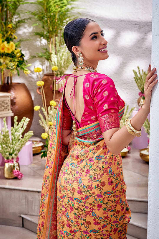 Orange Color Weaving Upada Silk Saree