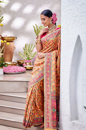Orange Color Weaving Upada Silk Saree