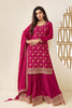 Fuchsia Pink Color Crepe Woven Unstitched Suit Material With Stitched Sharara