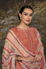 Peach Color Neck Embroidered Organza Unstitched Suit Material