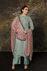 Mint Green Color Neck Embroidered Organza Unstitched Suit Material