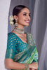 Turquoise Color Khhadi Georgette Woven Saree