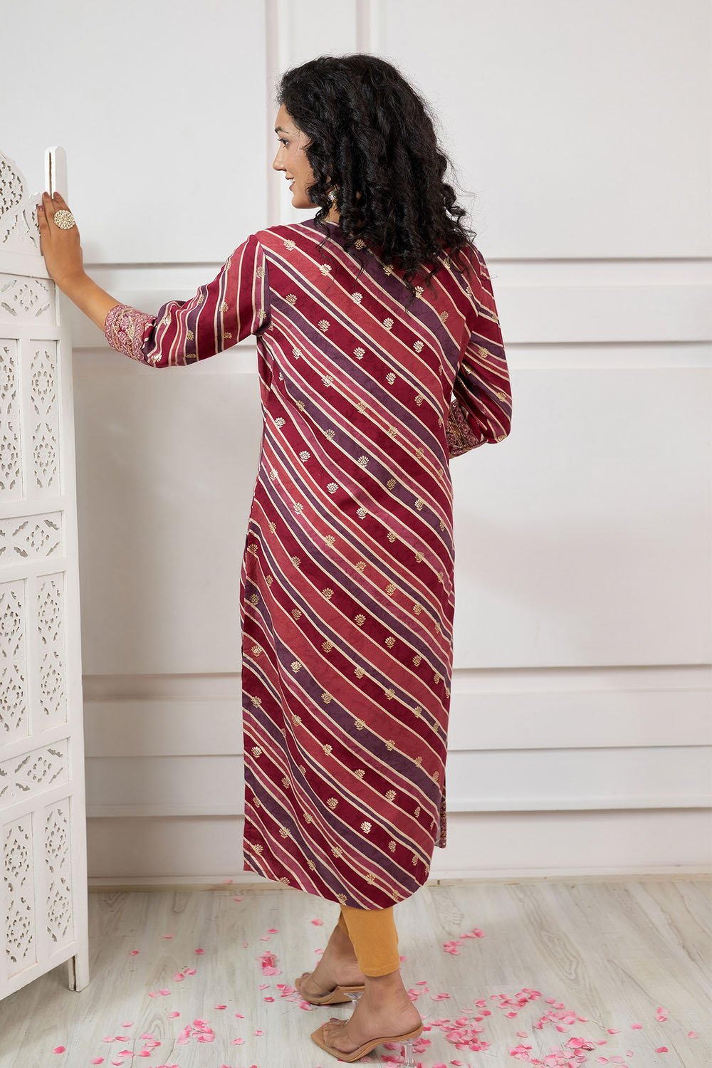 Maroon Colour Cotton Printed Kurti