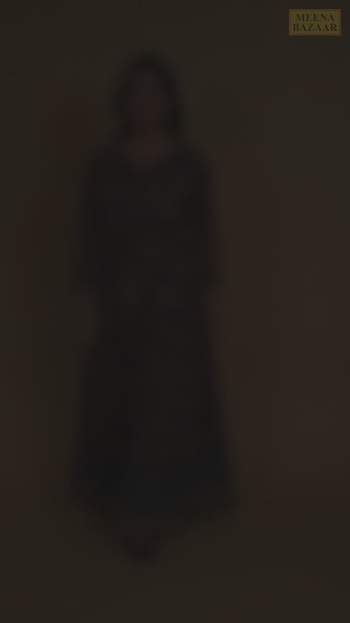 Navy Color Cotton Printed Anarkali Kurti