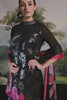 Black & Mustard Color Crepe Sequins Embroidered Unstitched Suit Material