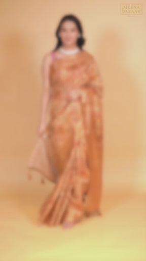 Beige Color Chanderi Woven Saree