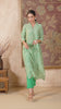 Turquoise & Beige Color Printed Muslin kurta Set