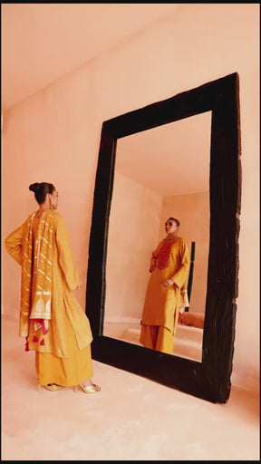 Red Color Embroidered Crepe Silk Unstitched Suit Material