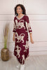 Wine Color Rayon Printed Kurta Set