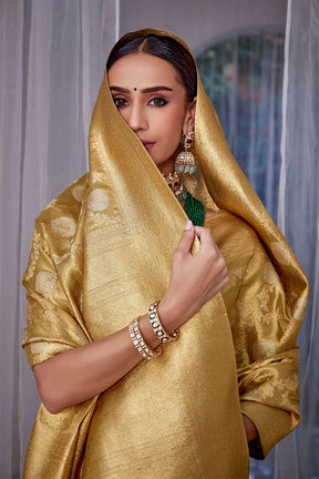 Gold Color Woven Silk Saree