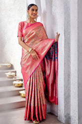 Fuchsia Color Silk Woven Saree