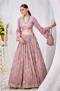 Mauve Color Sequins Embroidered Georgette Lehenga