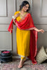 Mustard Color Muslin Suit With Contrast Dupatta