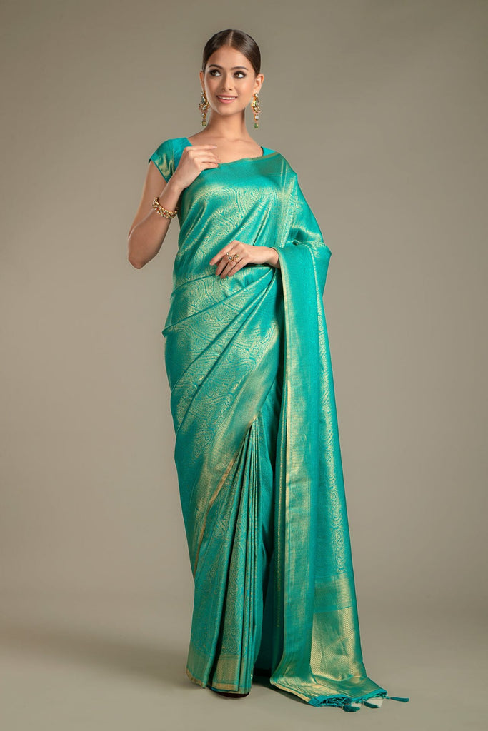 Turquoise Color Silk Saree.