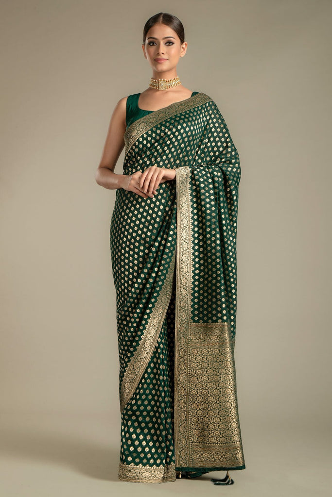 Bottle Green Khaddi Georgette Saree