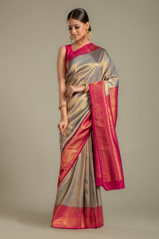 Grey Colour Silk Saree.