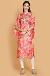 Coral Color Muslin Kurta.