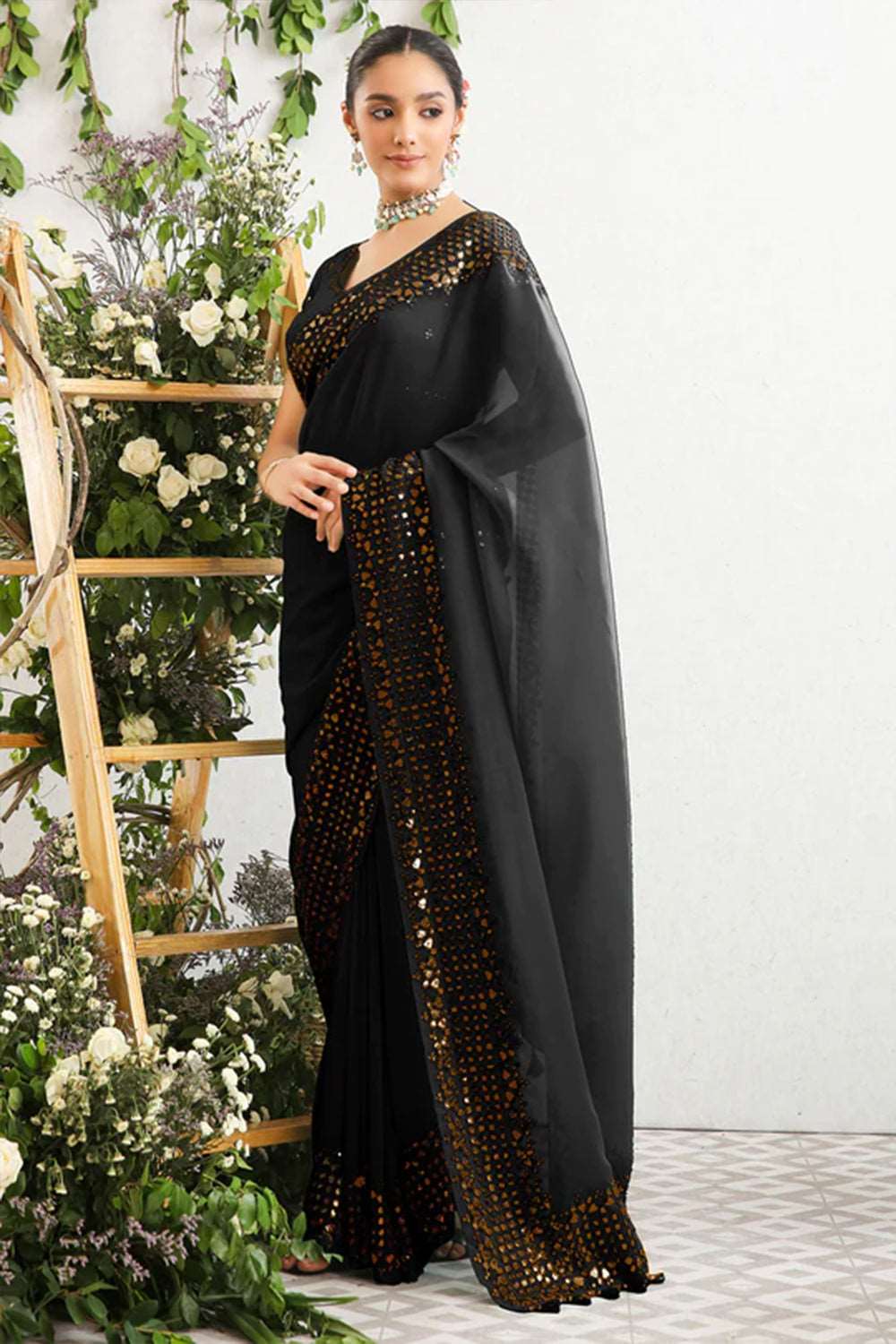 Black Color Georgette Saree.