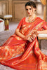 Orange Colour Banarsi Silk Saree.