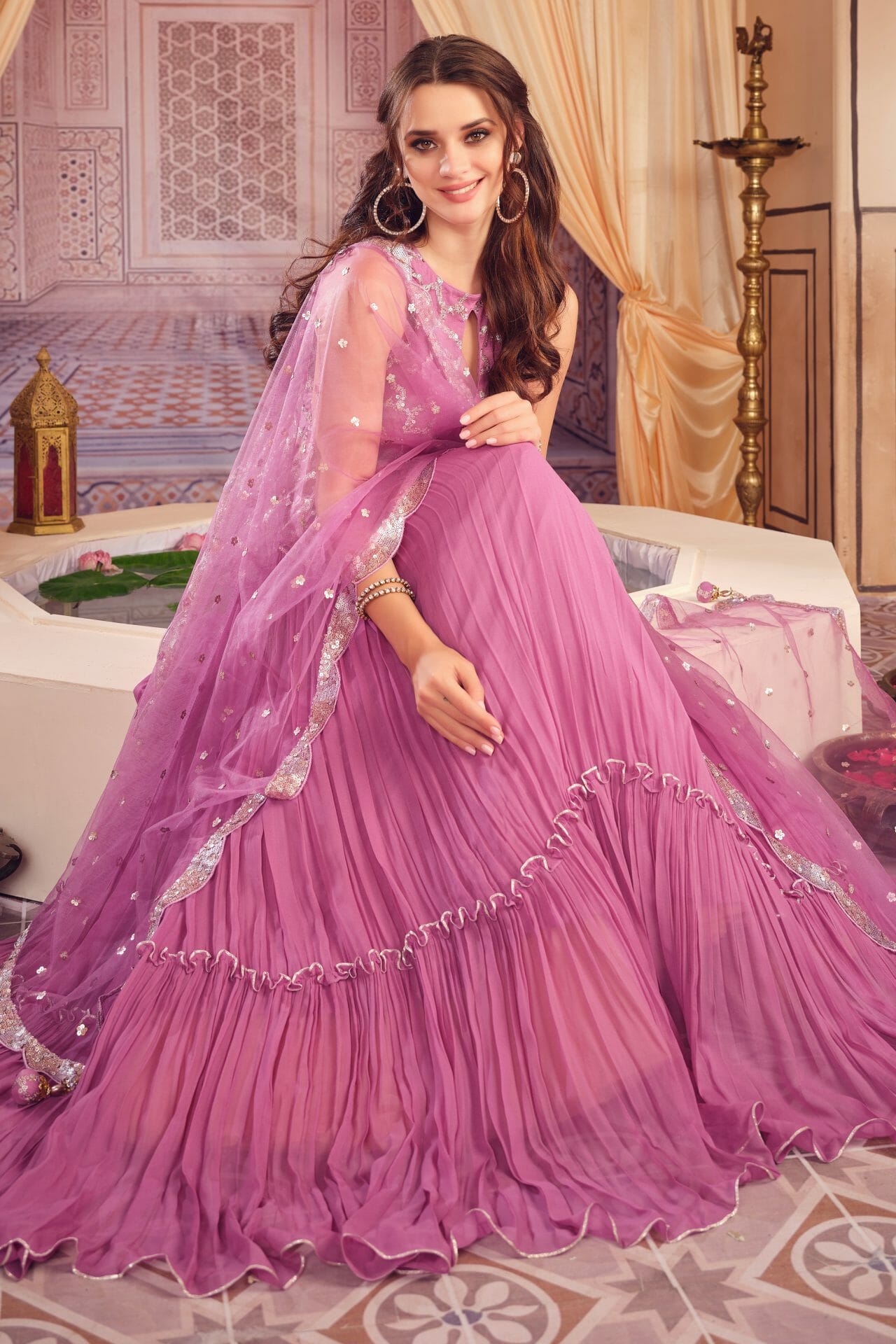 Mauve Colour Georgette Lehenga.