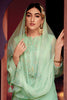 Sea Green Color Net Embroidered Silk Unstitched Suit Material with Embellished Dupatta