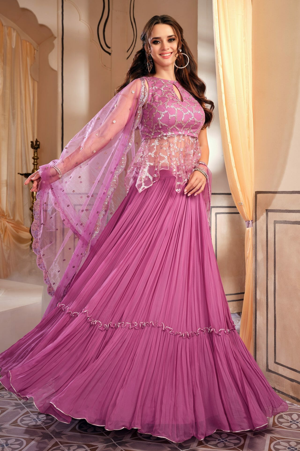 Mauve Colour Georgette Lehenga.