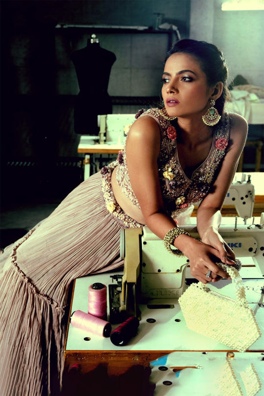 Light Beige Georgette Lehenga.