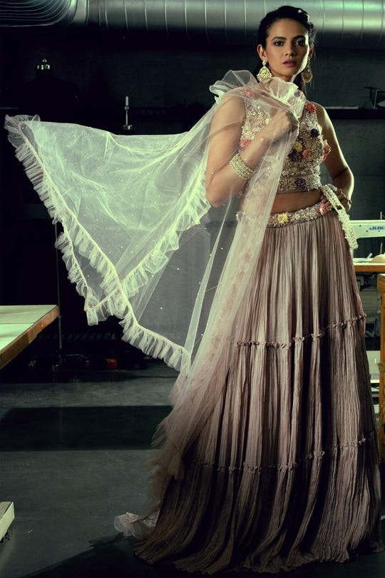 Light Beige Georgette Lehenga.