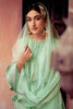 Sea Green Color Net Embroidered Silk Unstitched Suit Material with Embellished Dupatta