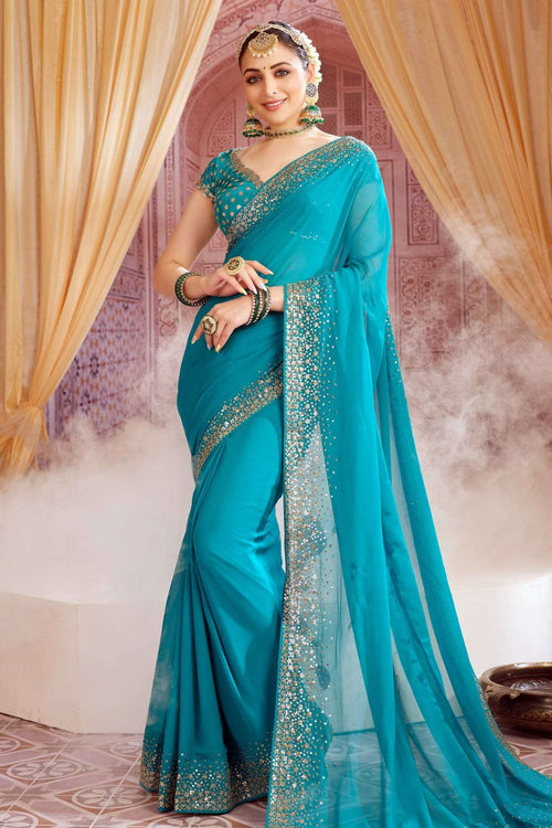 Blue Colour Georgette Saree