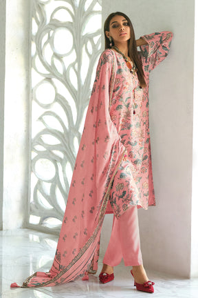 Pink Colour Cotton Printed Unstitched Suit Material
