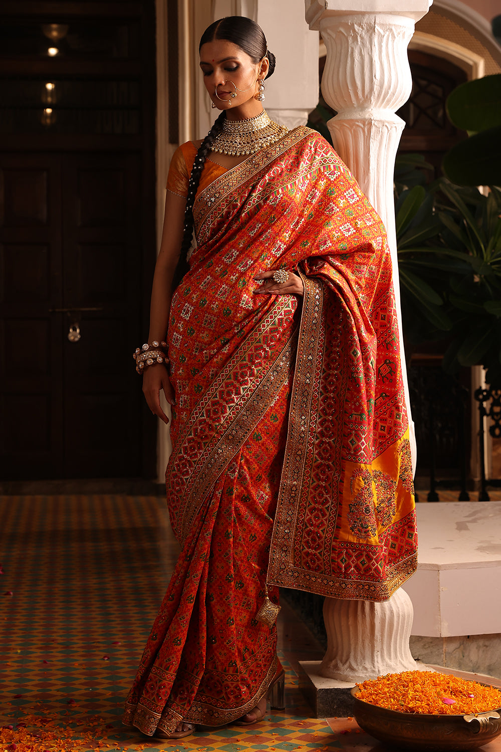 Multi-Color Swaroski Work Woven Silk Saree