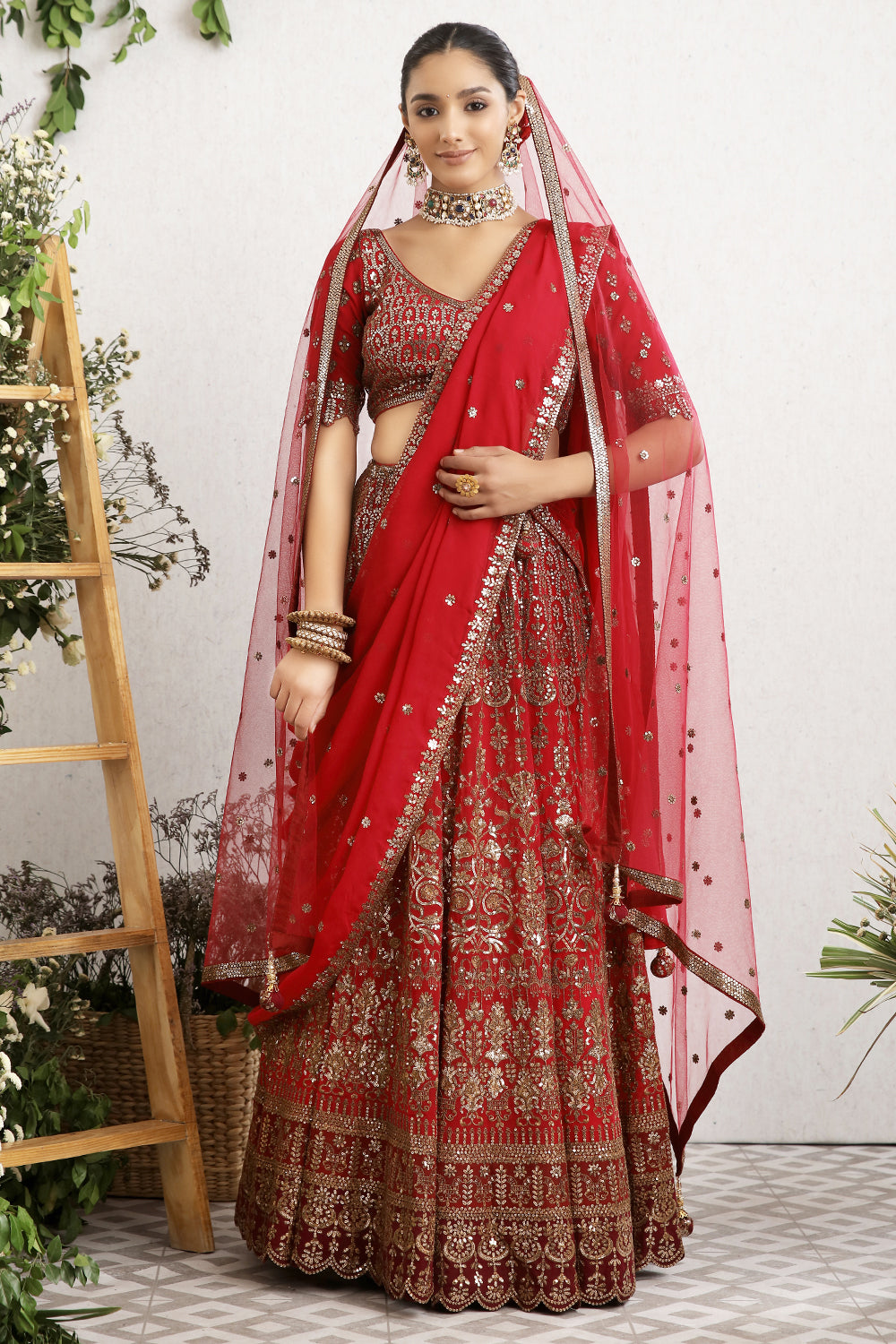 Maroon Color Georgette Embroidered Lehenga.