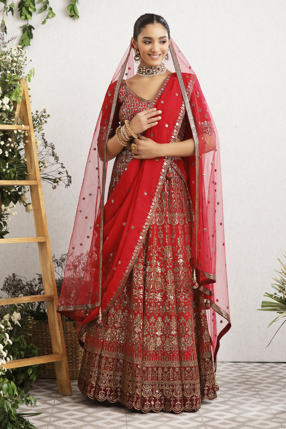 Maroon Color Georgette Embroidered Lehenga.