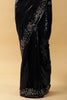 Navy Blue Colour Embroidered Georgette Saree