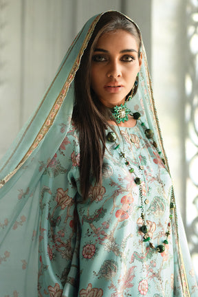 Turquoise Colour Cotton Printed Unstitched Suit Material