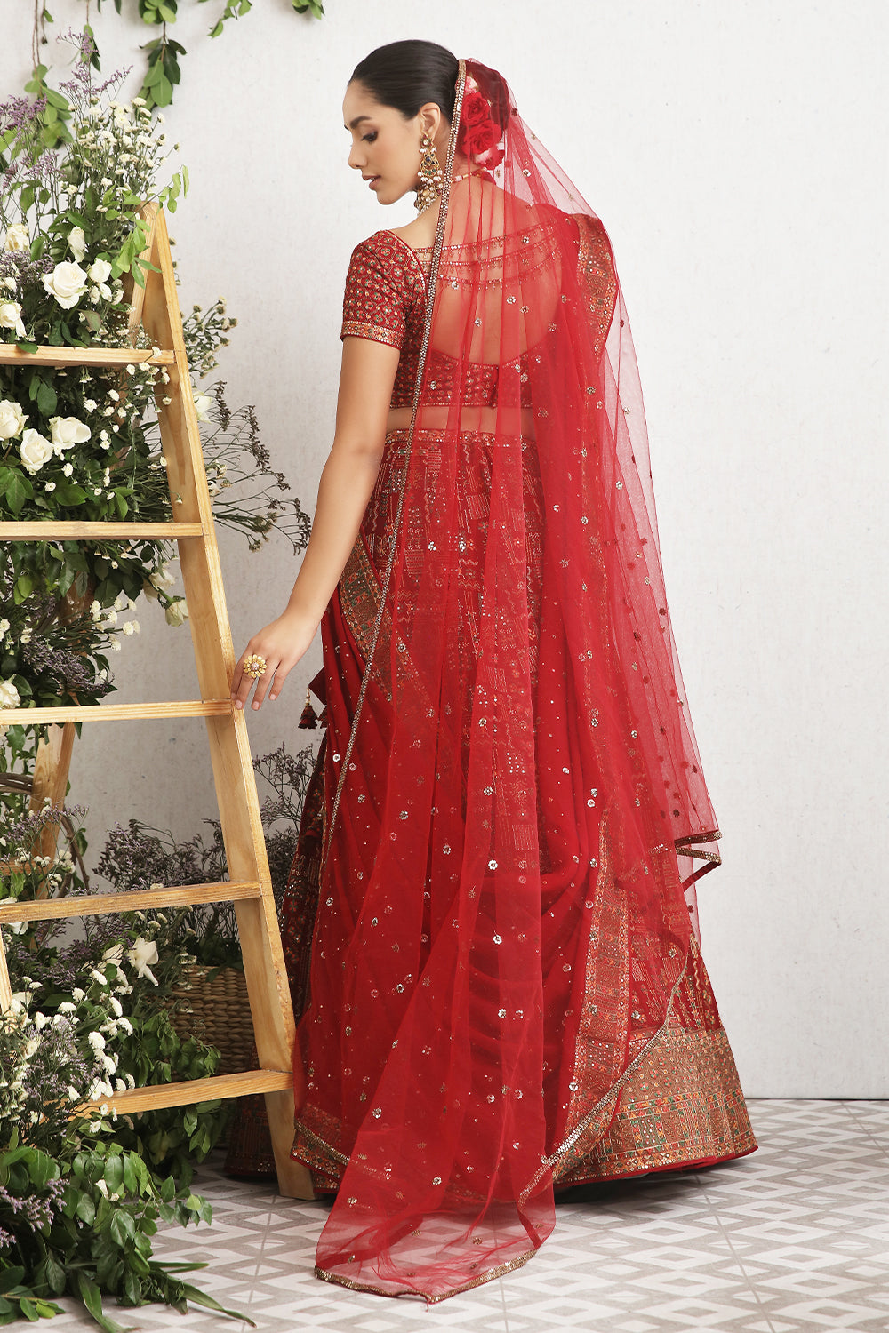 Maroon Color Georgette Embroidered Lehenga.