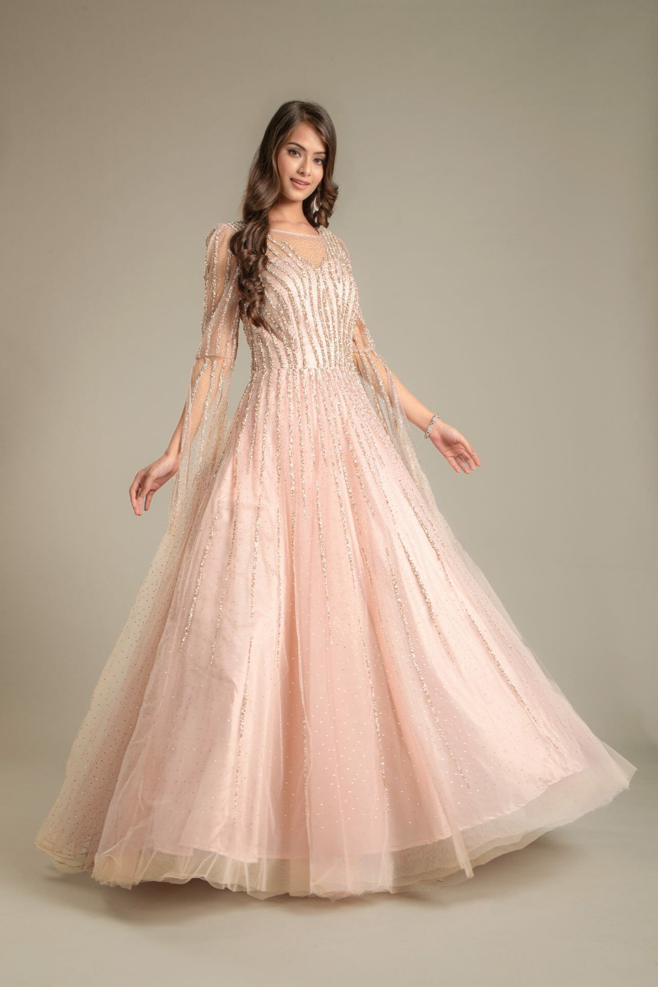 Pink net dress design shop