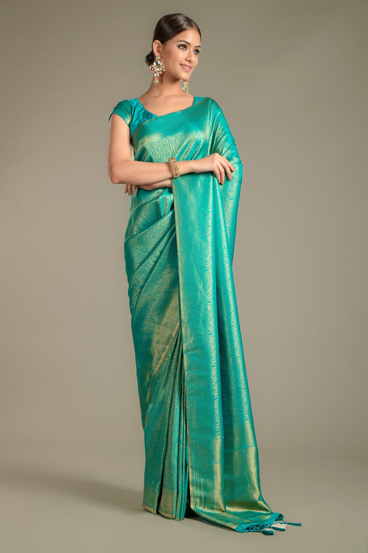 Turquoise Color Silk Saree.