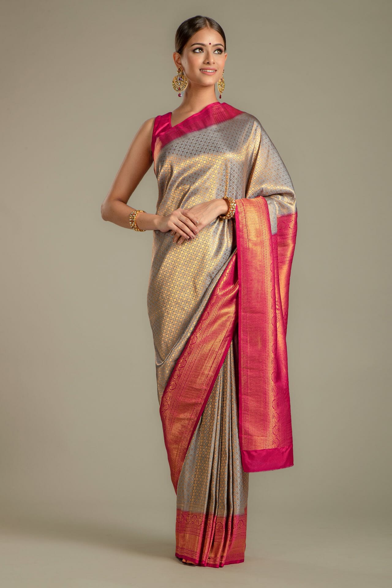 Grey Colour Silk Saree.